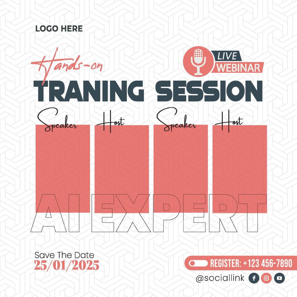 Hands on Training Session Business Digital Marketing Template Social Media Post vector