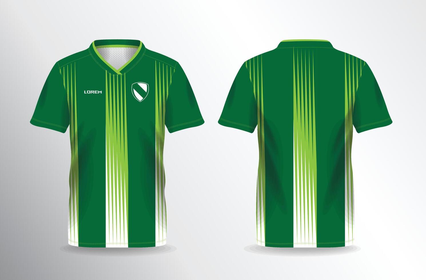 Green soccer jersey template, front and back view vector