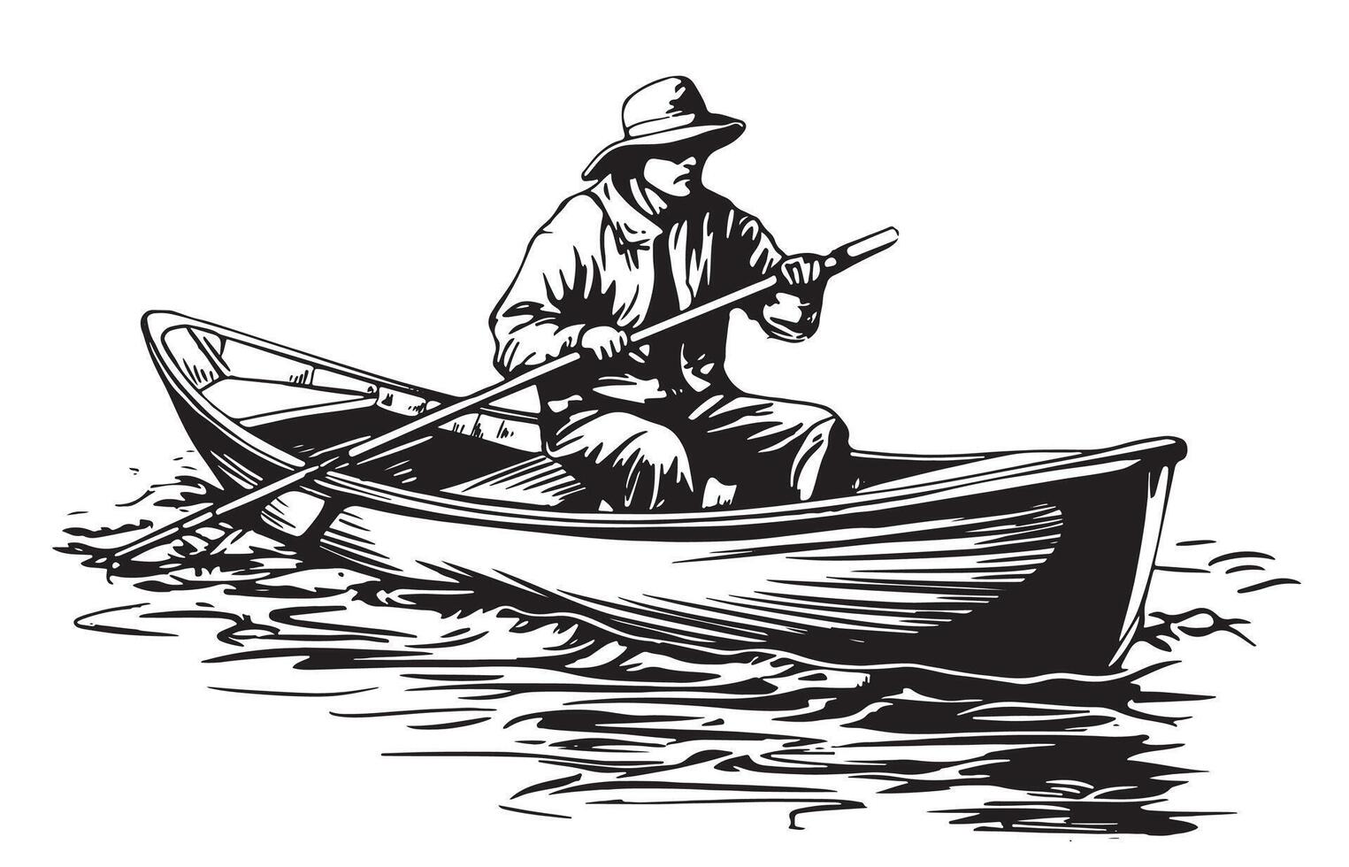 A man in a boat with a paddle vector