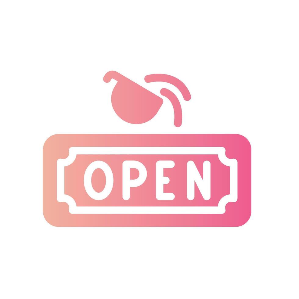 open sign Flat Gradient Icon White Background vector