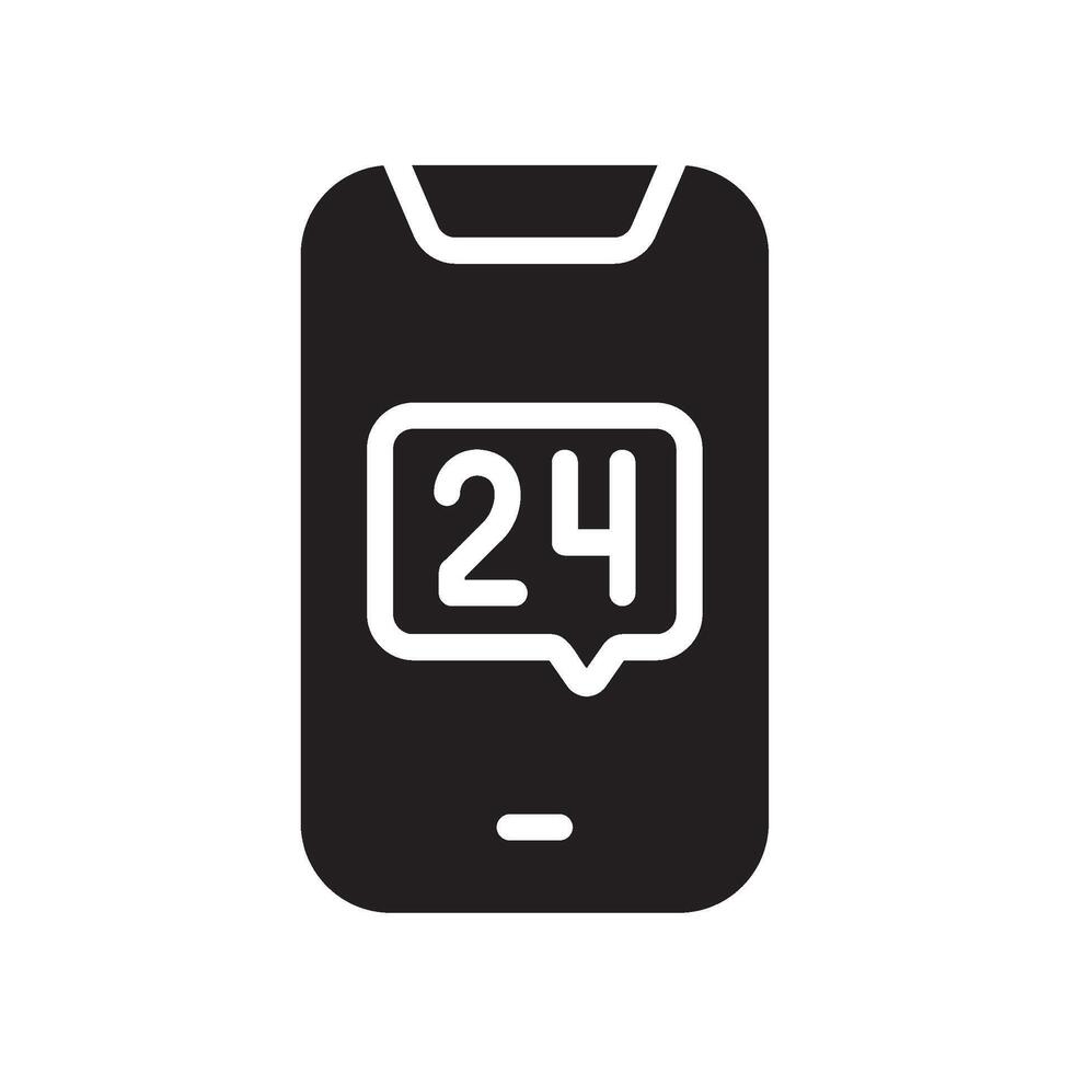 24 hours Glyph Icon White Background vector