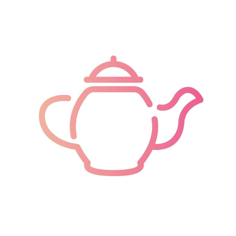 tea pot Line Gradient Icon White Background vector