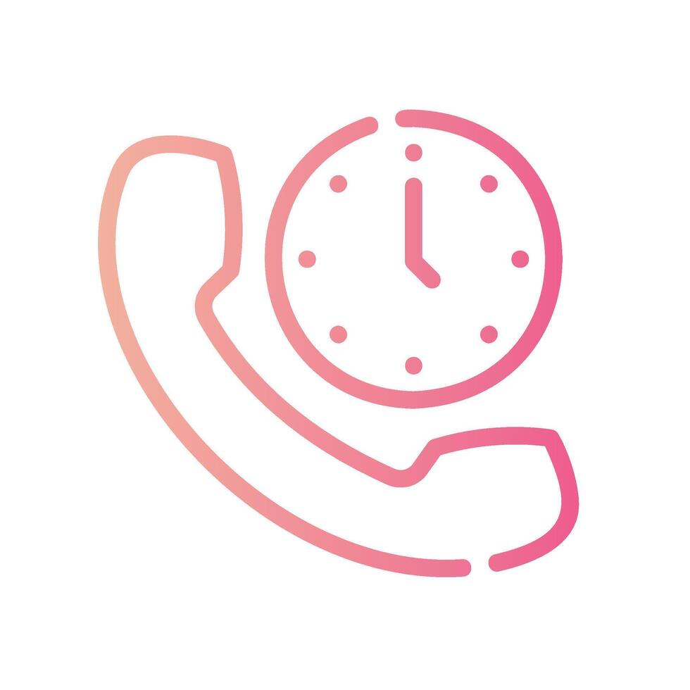 clock Line Gradient Icon White Background vector