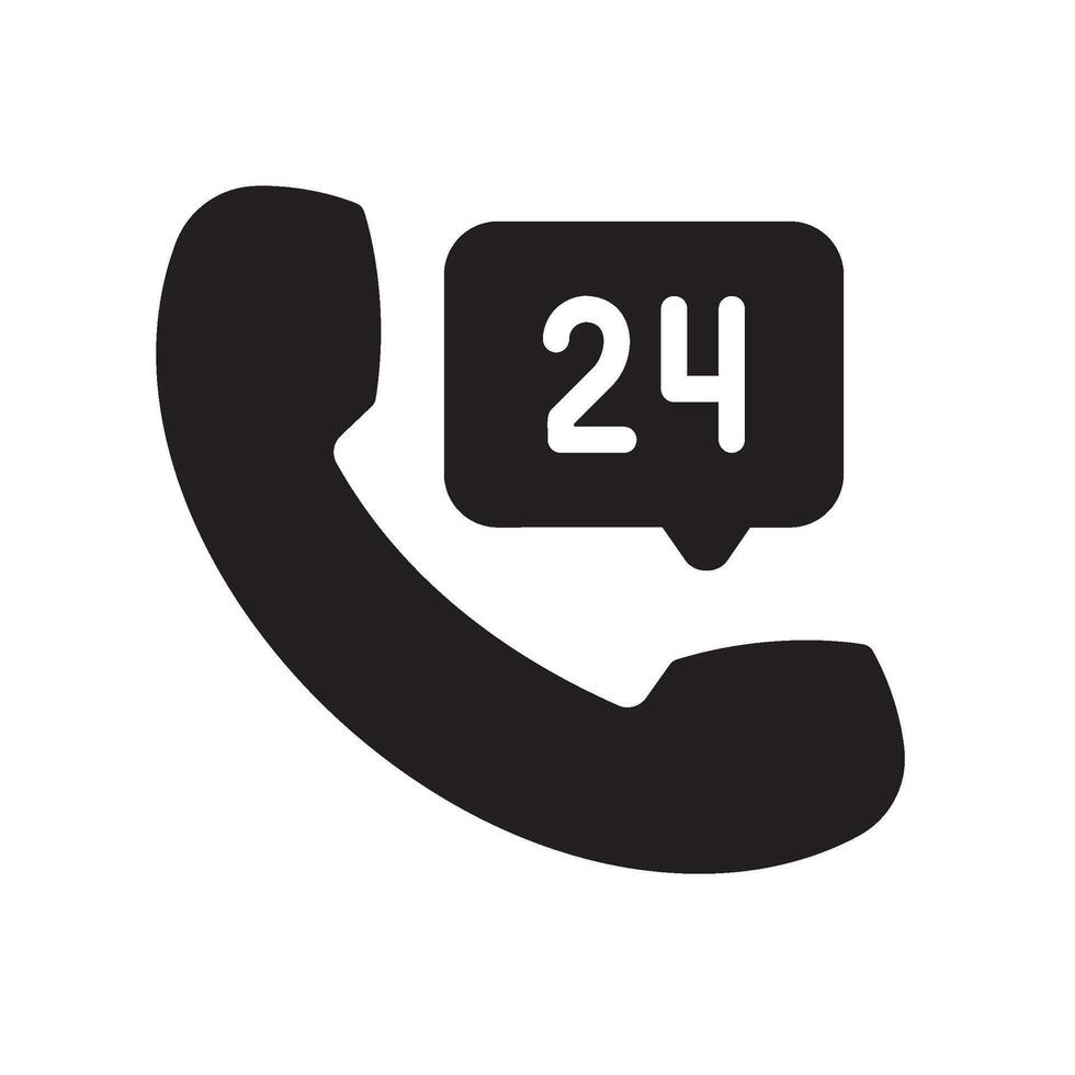 24 hours Glyph Icon White Background vector
