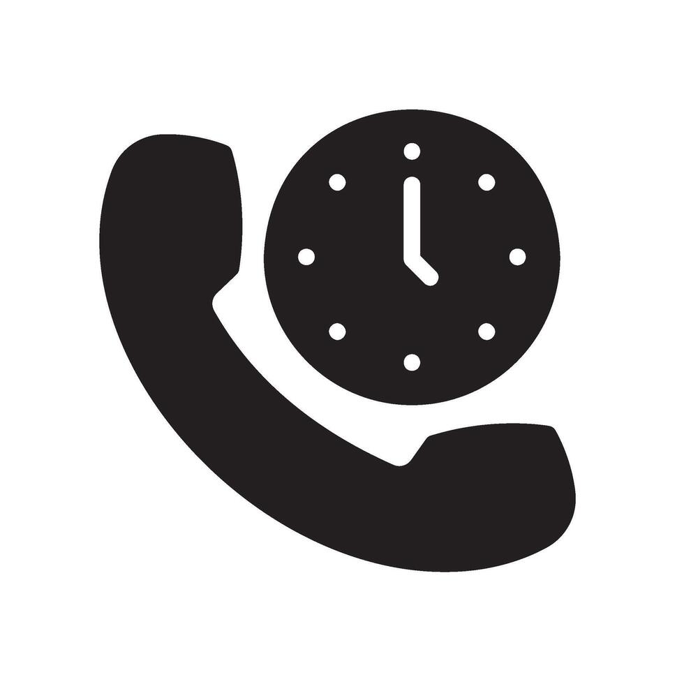 clock Glyph Icon White Background vector