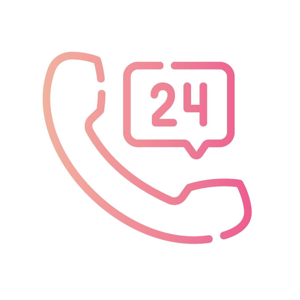 24 hours Line Gradient Icon White Background vector