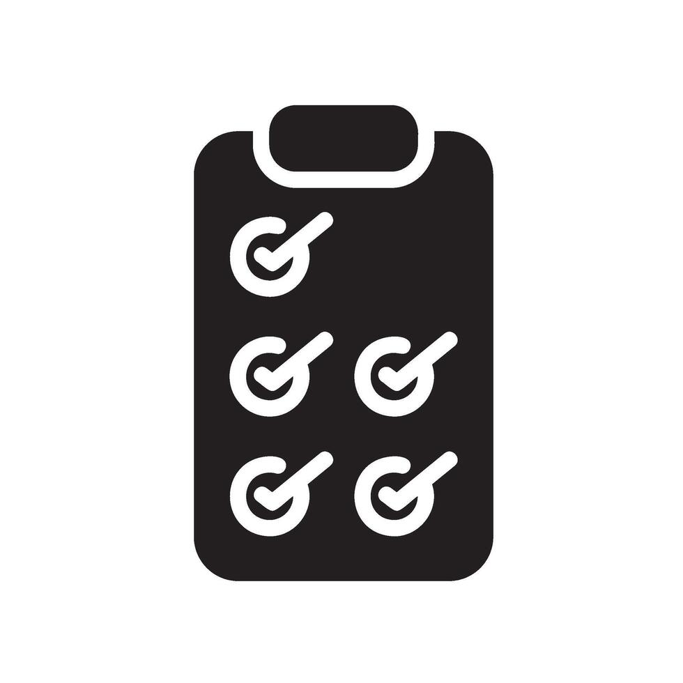 check list Glyph Icon White Background vector