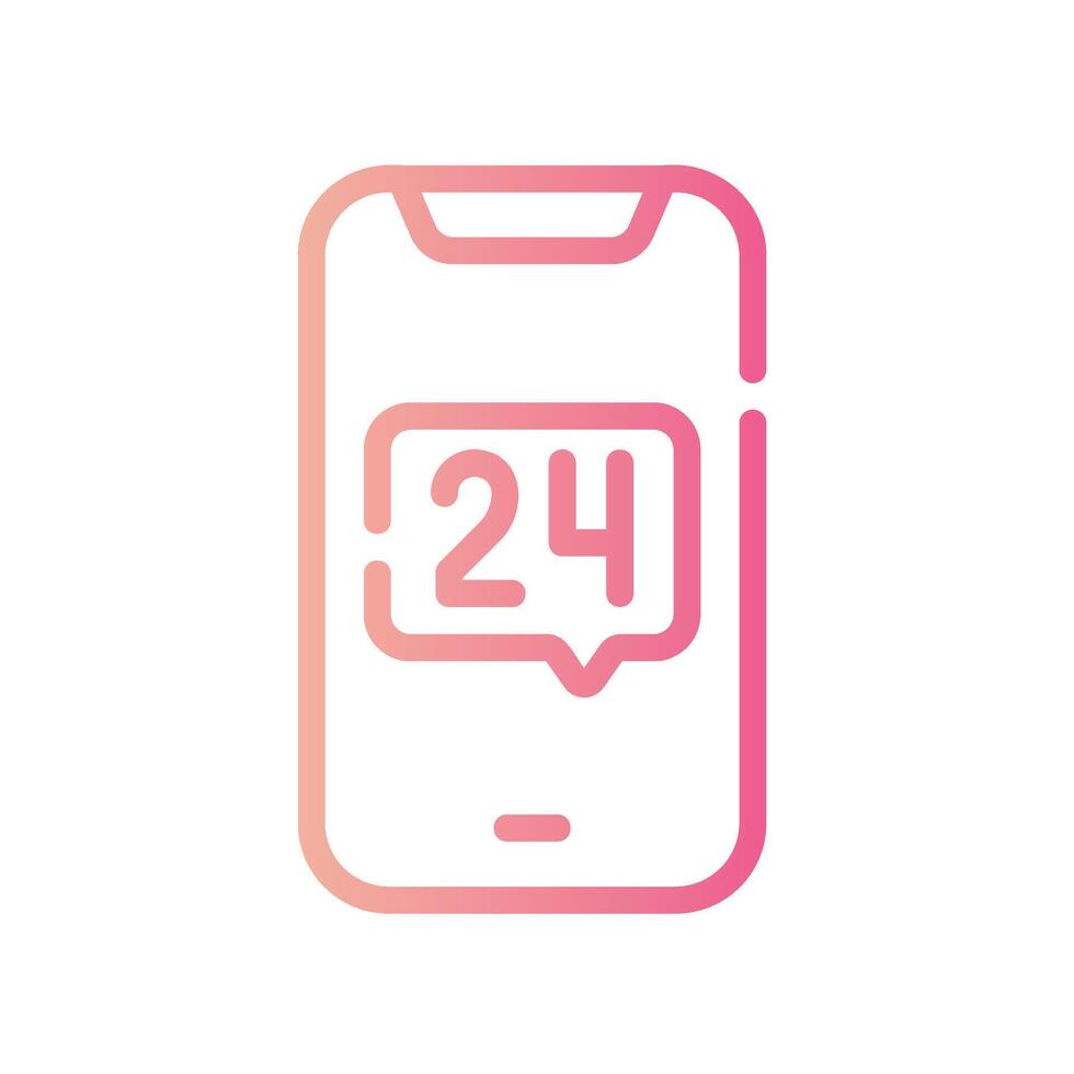24 hours Line Gradient Icon White Background vector