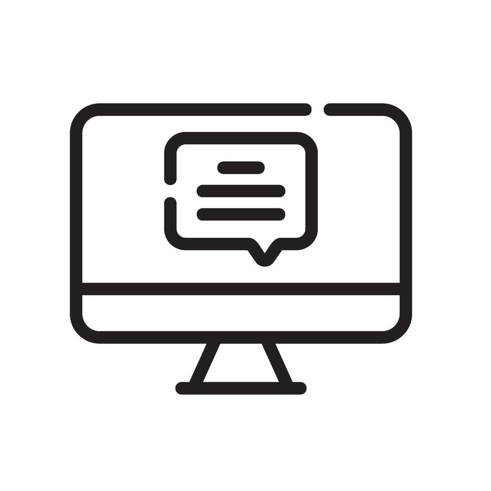 computer Line Icon White Background vector