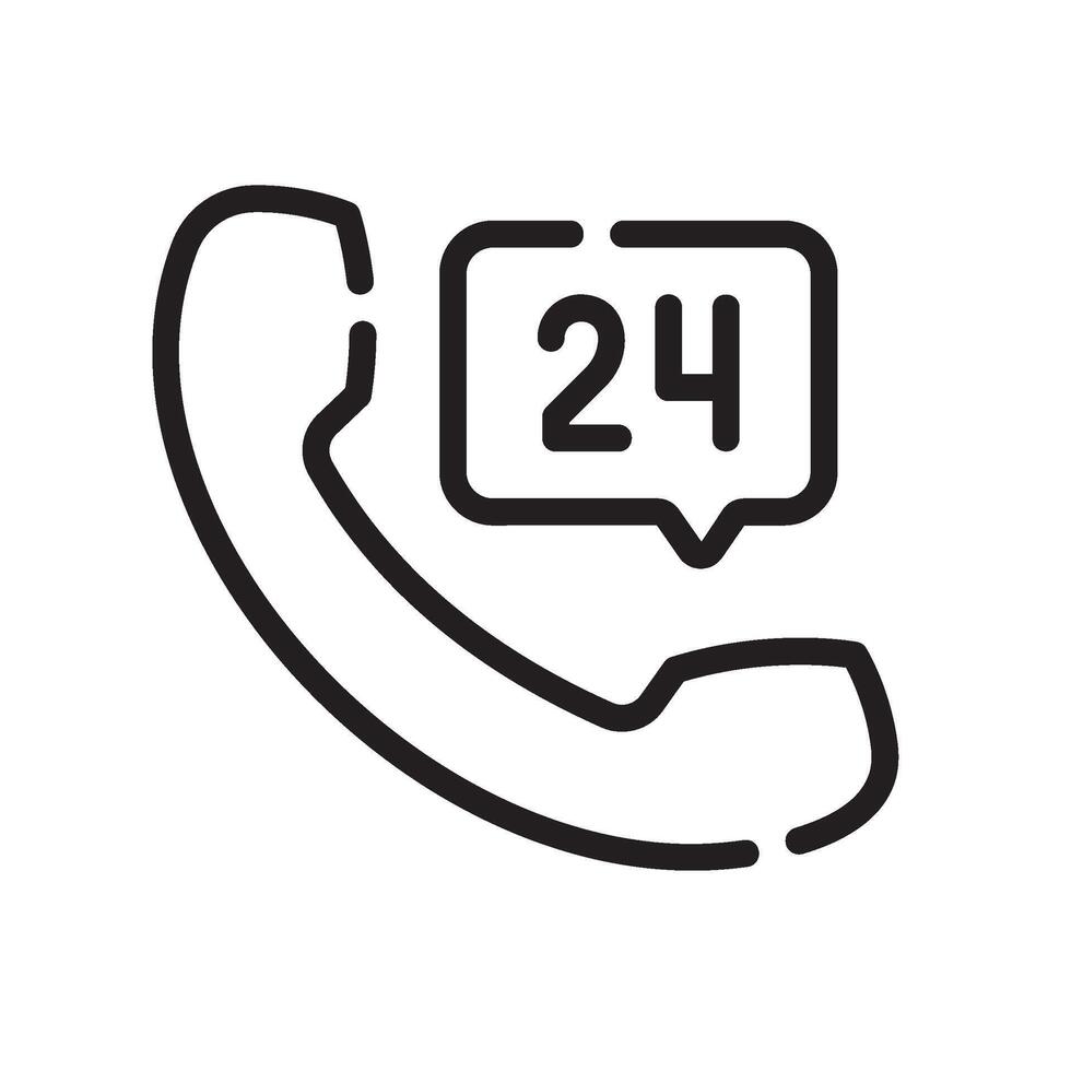 24 hours Line Icon White Background vector