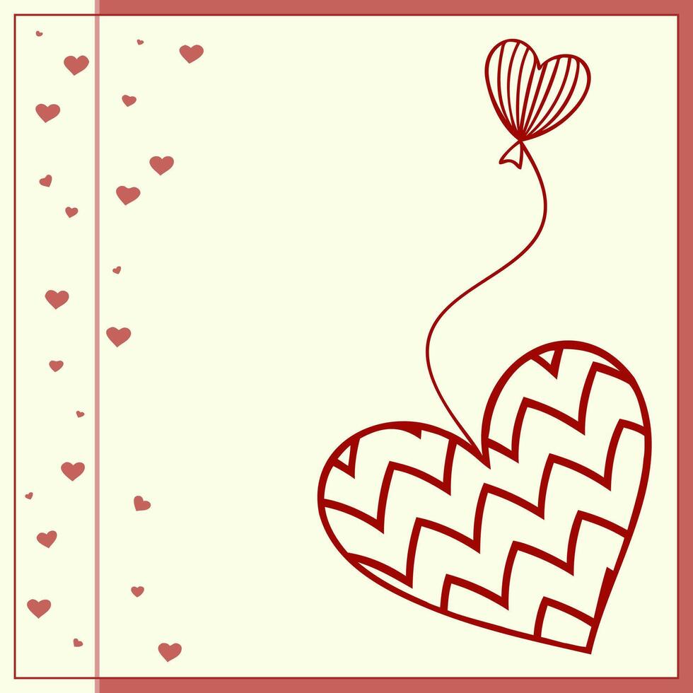 Minimalist Valentine Day card design featuring heart with balloon and small hearts in background, perfect for expressing love and affection vector
