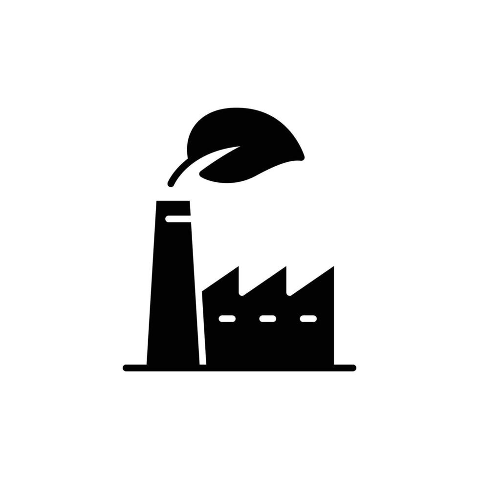 Green industry icon. Simple solid style. Green factory, eco friendly manufacturing and sustainable practices, environment concept. Black silhouette, glyph symbol. Illustration isolated. vector