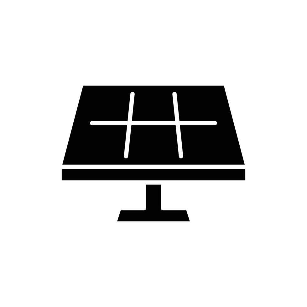 Solar panel icon. Simple solid style. Solar power, sun, renewable energy, cell, heat, light, battery, electric, technology concept. Black silhouette, glyph symbol. Illustration isolated. vector