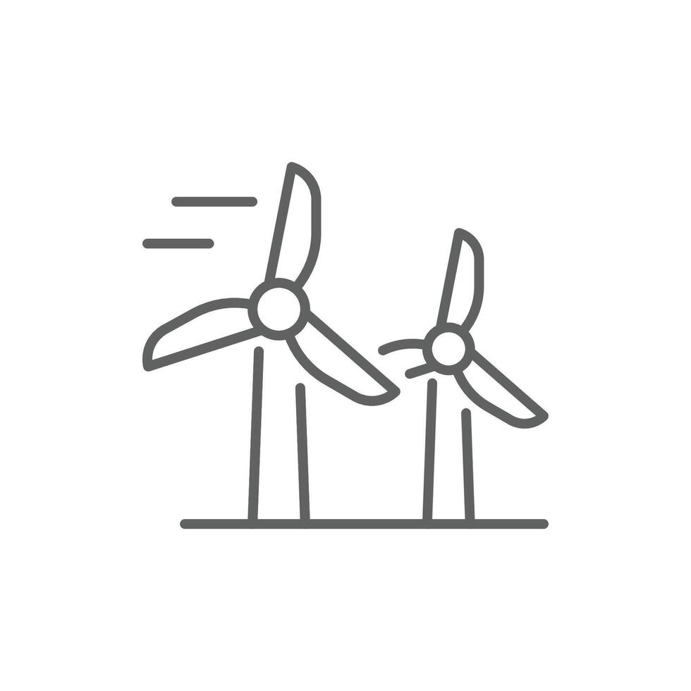 Wind turbine icon. Simple outline style. Windmill, wind power, working from power of wind, energy converter, renewable energy concept. Thin line symbol. Illustration isolated. Editable stroke. vector
