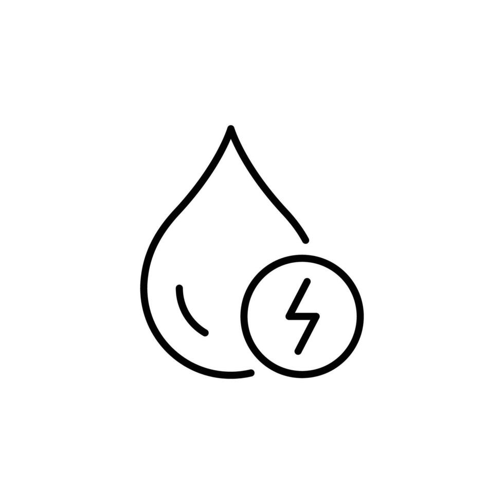 Hydroelectric energy icon. Simple outline style. Hydro, lightning, power, water, technology, nature, light, environment concept. Thin line symbol. Illustration isolated. vector