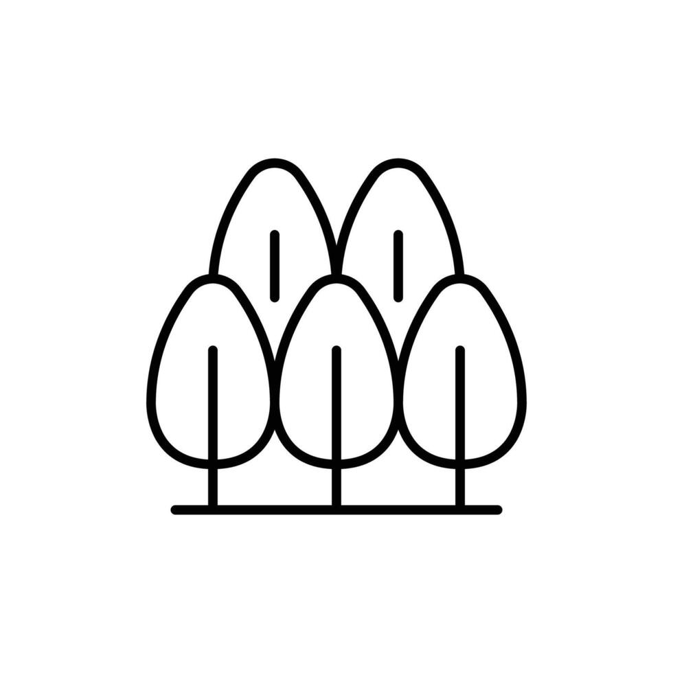 Group of trees icon. Simple outline style. Nature tree, garden, wood, leaf, green plant, growth, forest, environment concept. Thin line symbol. Illustration isolated. vector