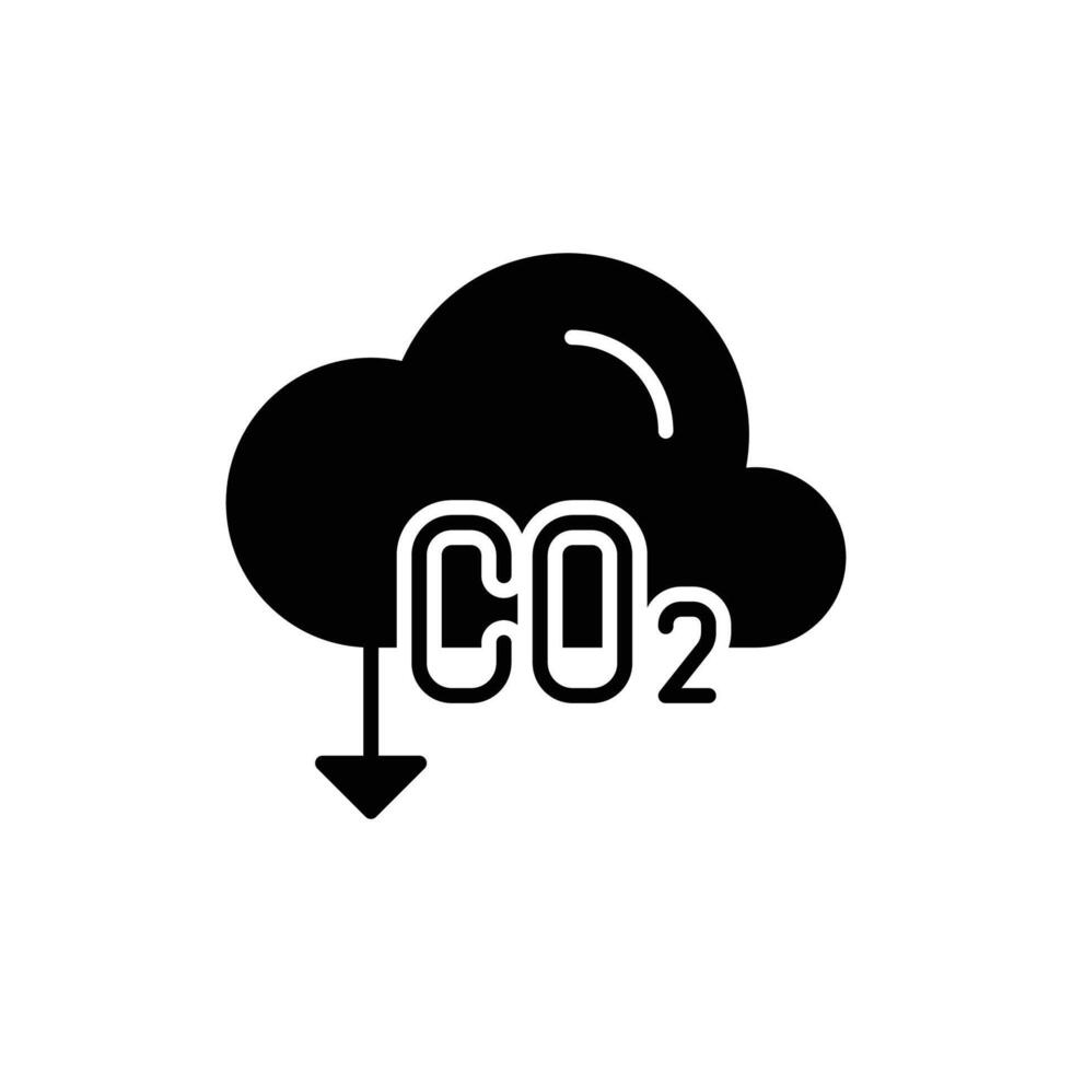 Carbon absorbing icon. Simple solid style. CO2 emissions, carbon dioxide reduction, low, reduce, neutral, environment concept. Black silhouette, glyph symbol. Illustration isolated. vector