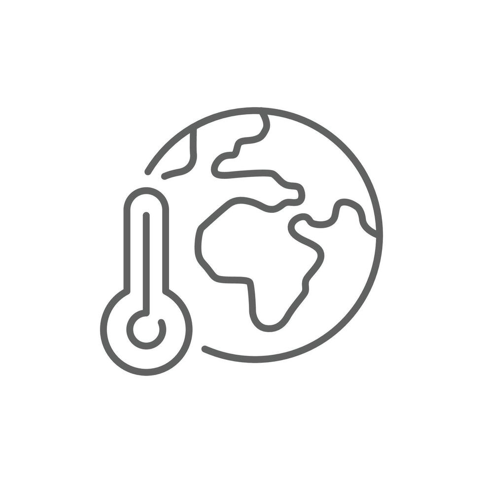 Global warming icon. Simple outline style. Climate change, warm, temperature, earth, world, globe, thermometer, environment concept. Thin line symbol. Illustration isolated. Editable stroke. vector