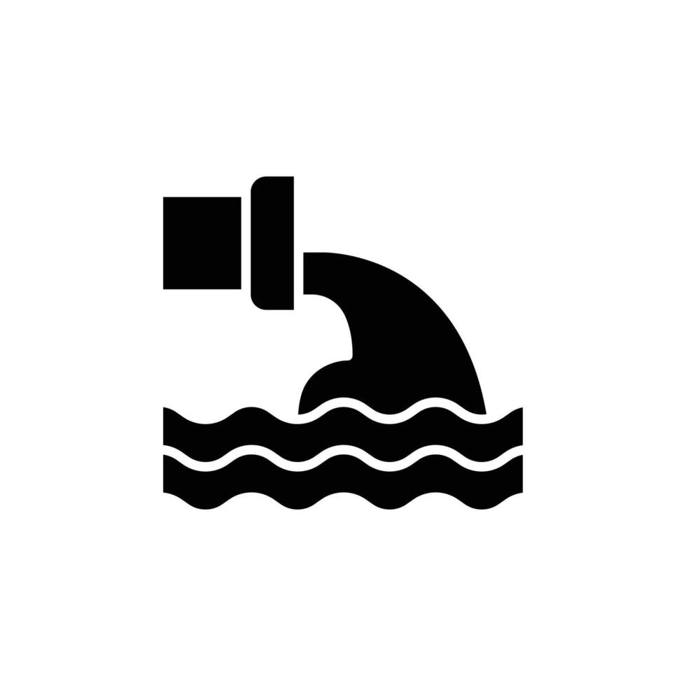Wastewater icon. Simple solid style. Waste water, effluent, drainage, sewer, sewage, industry, pipe, pollution, environment concept. Black silhouette, glyph symbol. Illustration isolated. vector