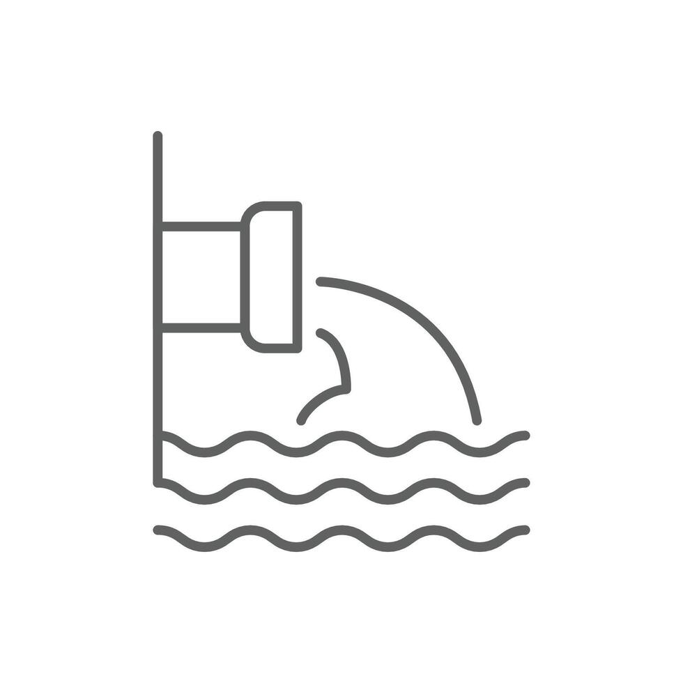 Wastewater icon. Simple outline style. Waste water, effluent, drainage, sewer, sewage, industry, pipe, pollution, environment concept. Thin line symbol. Illustration isolated. Editable stroke. vector