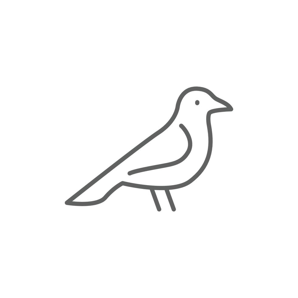Bird icon. Simple outline style. Little bird silhouette, cute standing, nature, wild, wings, fauna, animal, wildlife concept. Thin line symbol. Illustration isolated. Editable stroke. vector