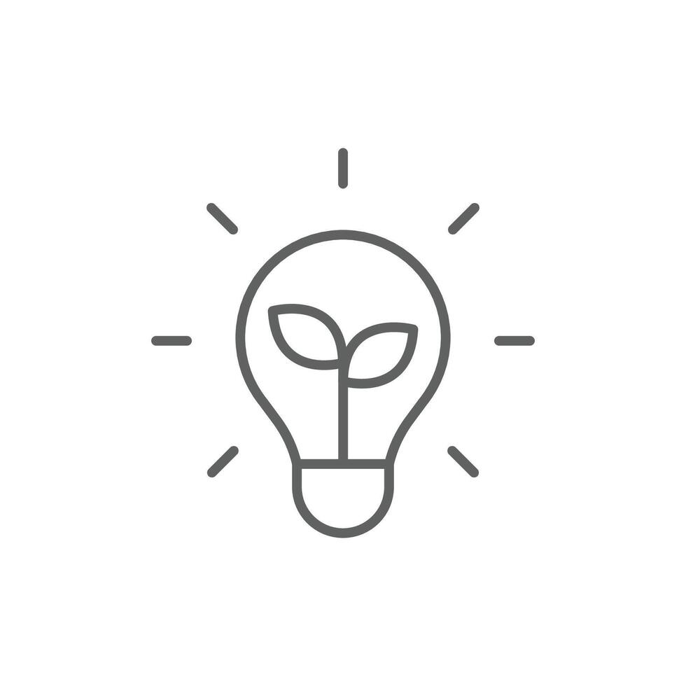 Green energy icon. Simple outline style. Save energy sign, leaf, sprout, light bulb, eco friendly, efficient, environment concept. Thin line symbol. Illustration isolated. Editable stroke. vector