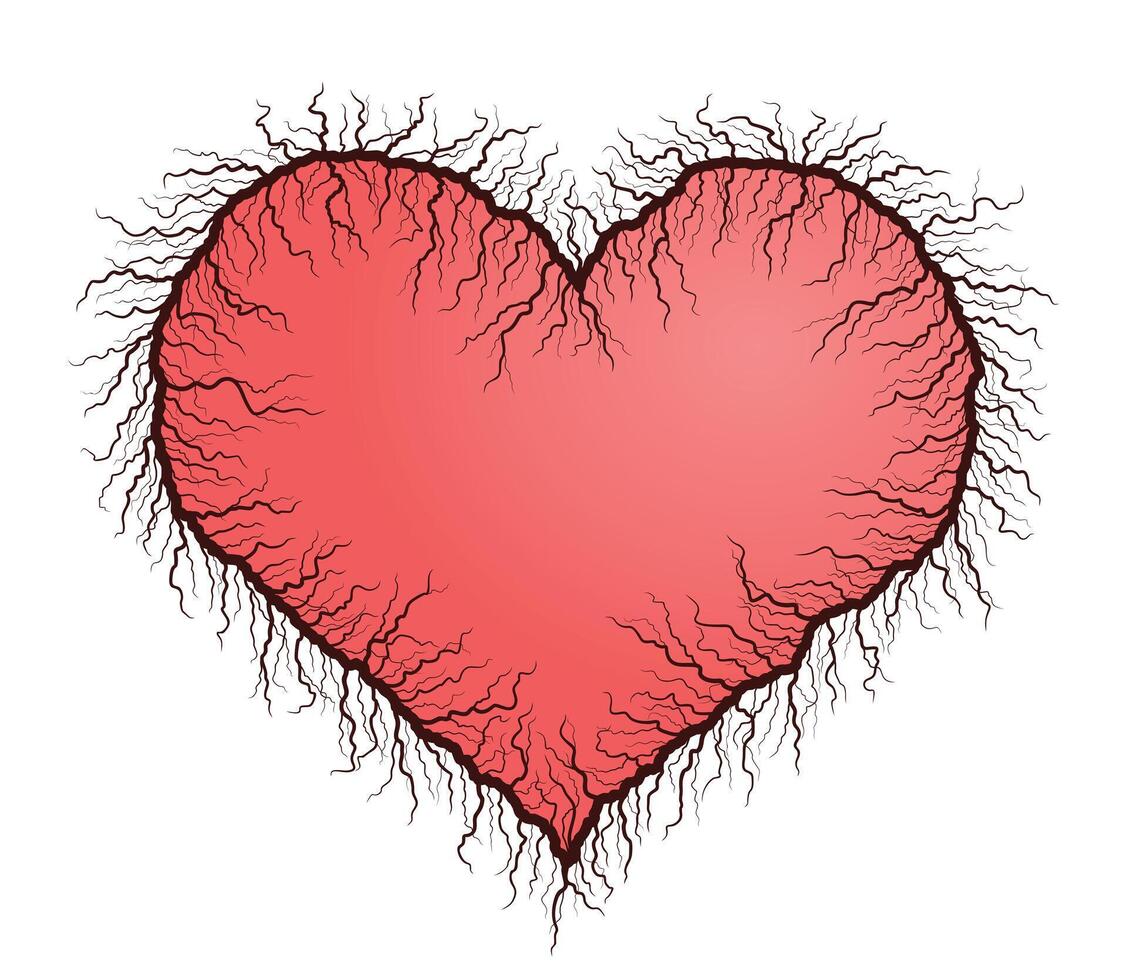 The red heart symbol with lightning bolt. vector