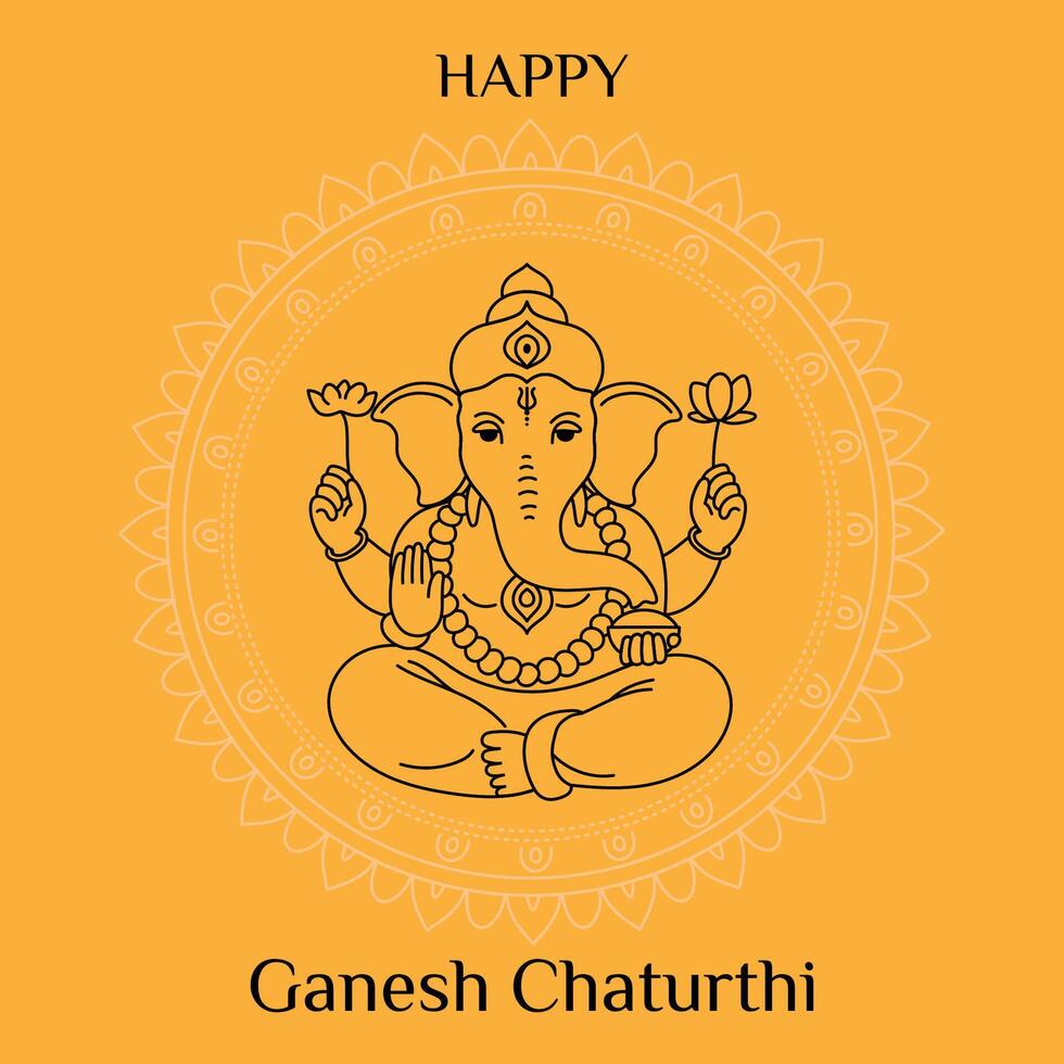 Line art illustration of Lord Ganpati for Ganesh Chaturthi festival in India vector