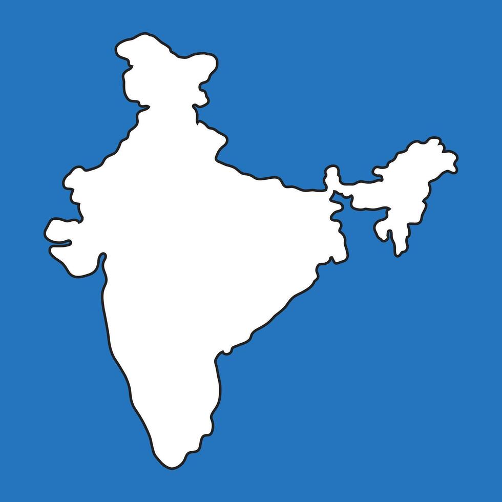 India Country Outline Map Asia Minimal Illustration World Nation Geographic Drawing vector