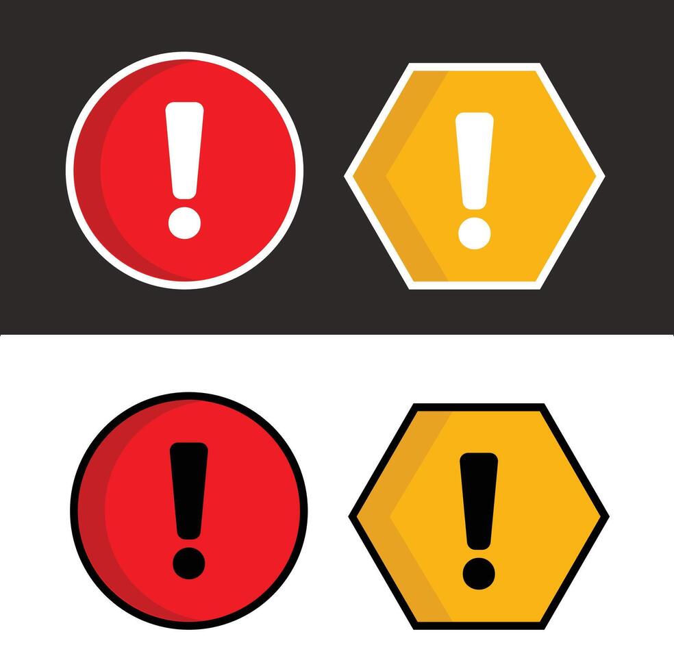 Set of Exclamation Sign Red Yellow Alert Illustration vector