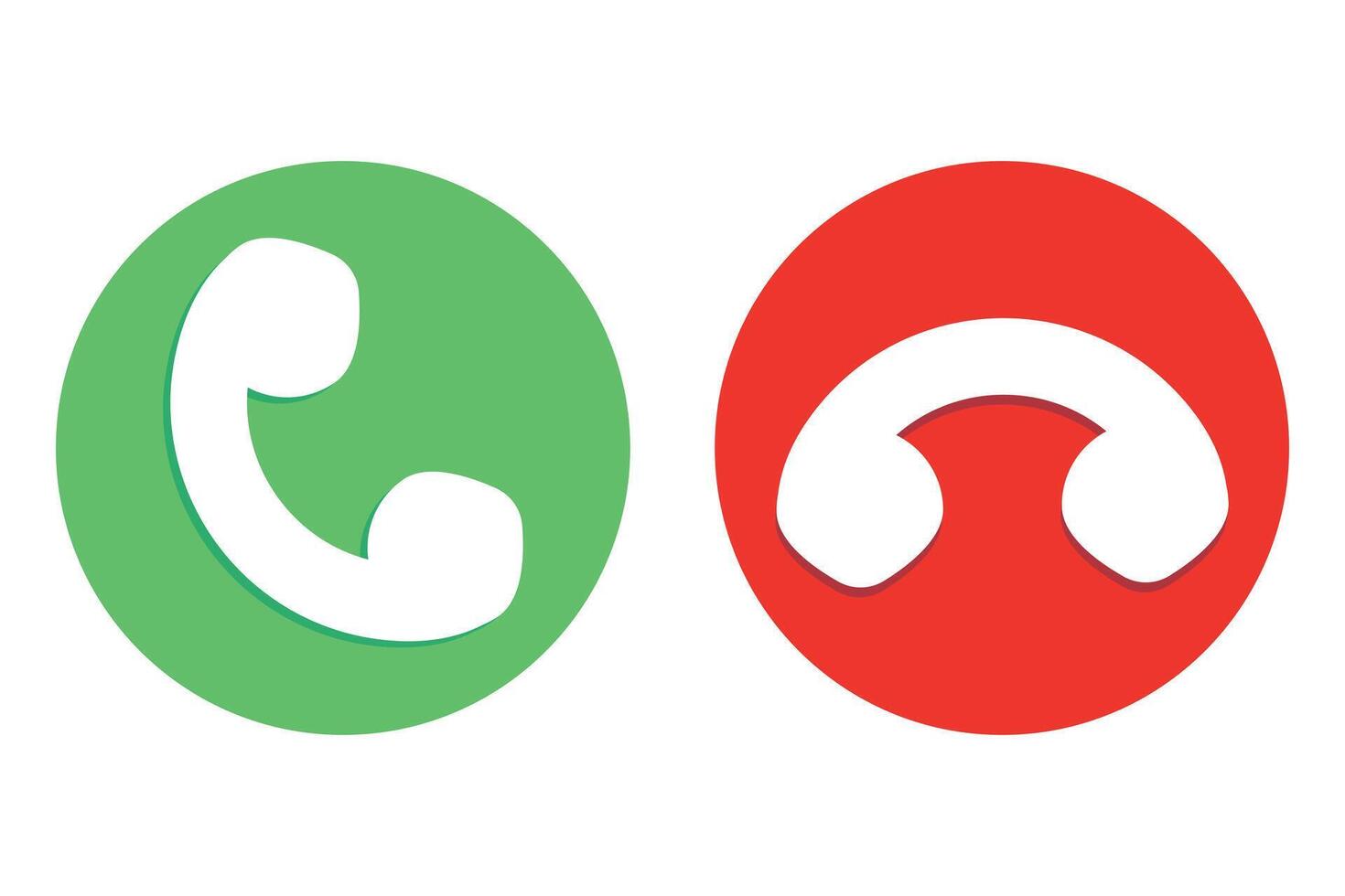 Call Icons. Phone Dial Symbols. Answer and Decline. Green and Red. vector