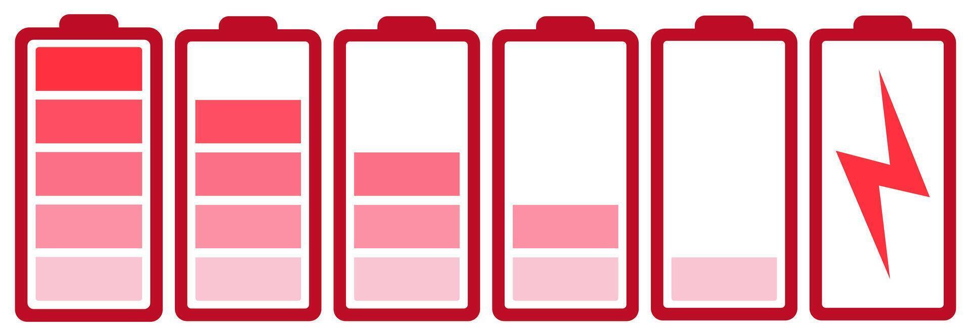 Battery charge indicator icons. vector