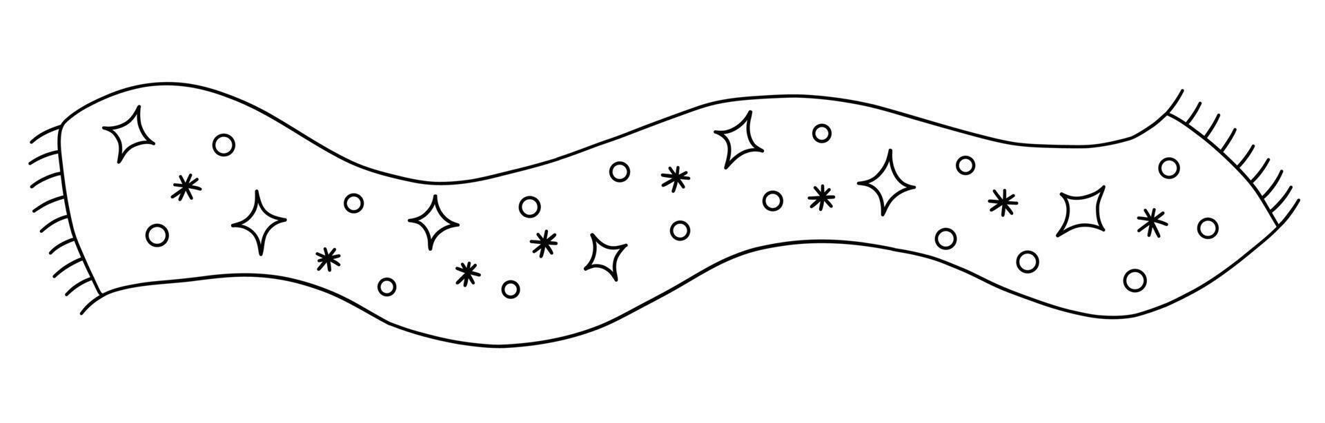 Warm winter scarf with stars and snowflakes. vector