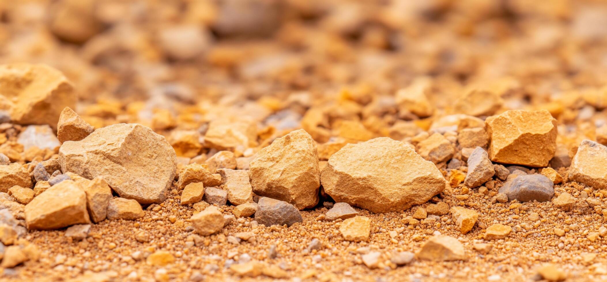 A pile of rocks and gravel in a sandy area photo