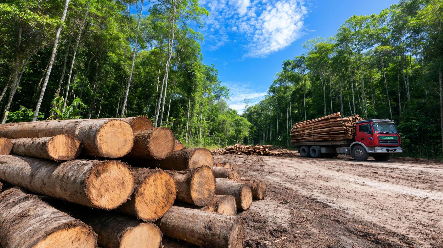 Logging truck in the forest photo