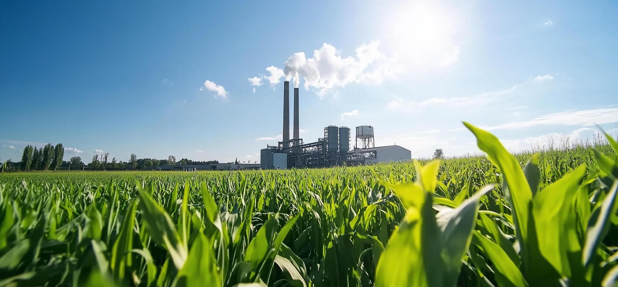 A factory with smoke coming out of the chimney photo