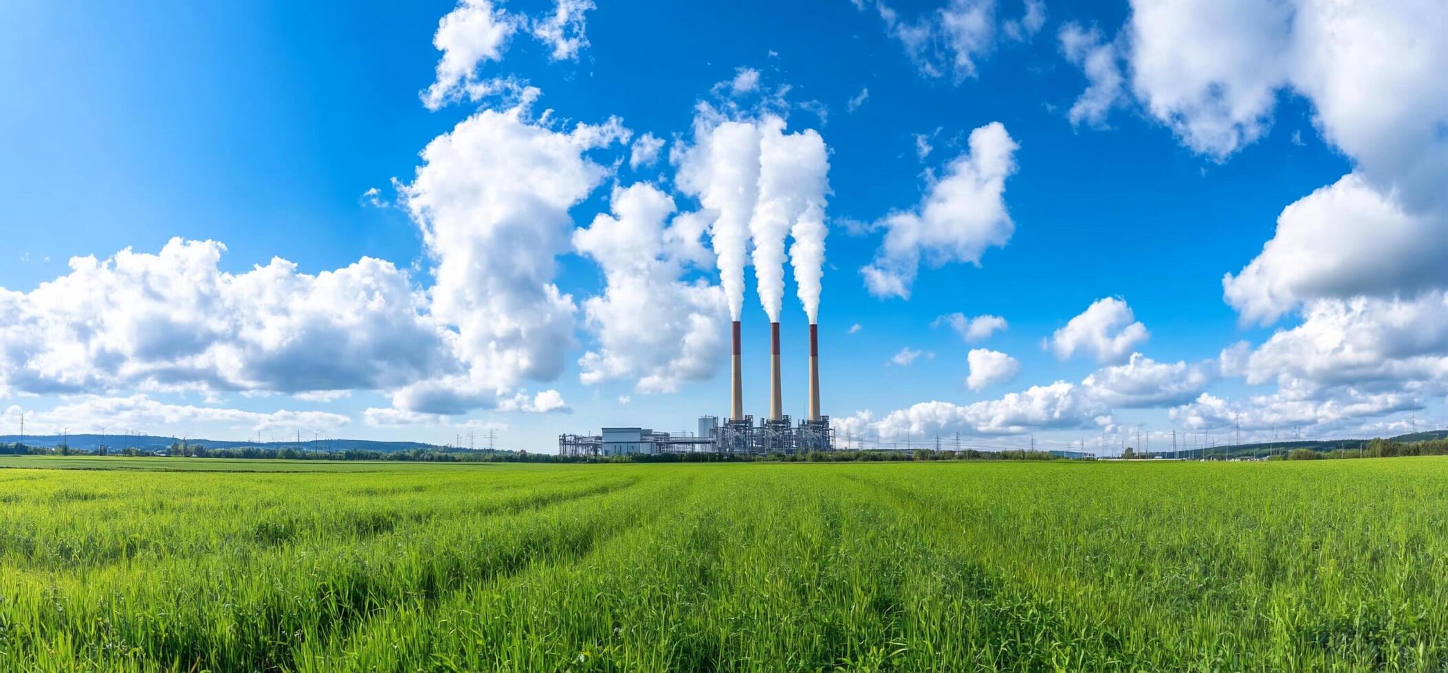 A large factory with smoke coming out of the chimney photo