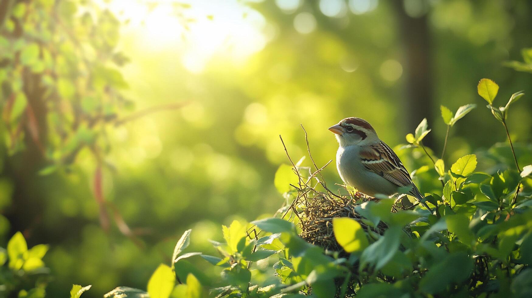 A bird is perched on a tree branch in the sunlight photo