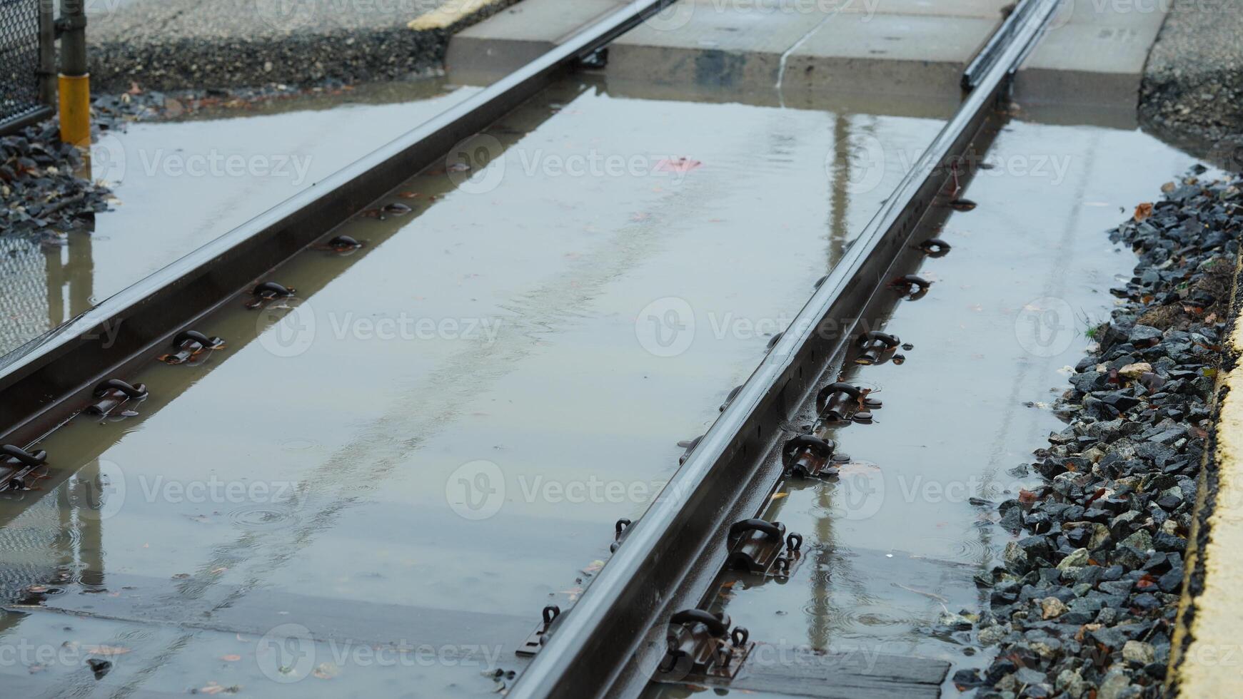 One train station view located in USA in the rainy day photo