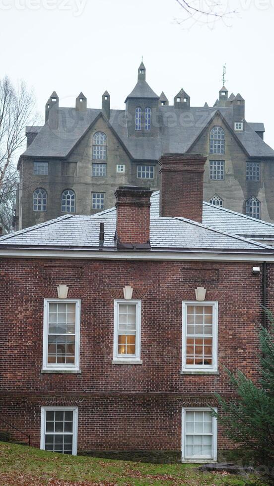 An old house built with the concrete located in the Dolystown of the USA photo