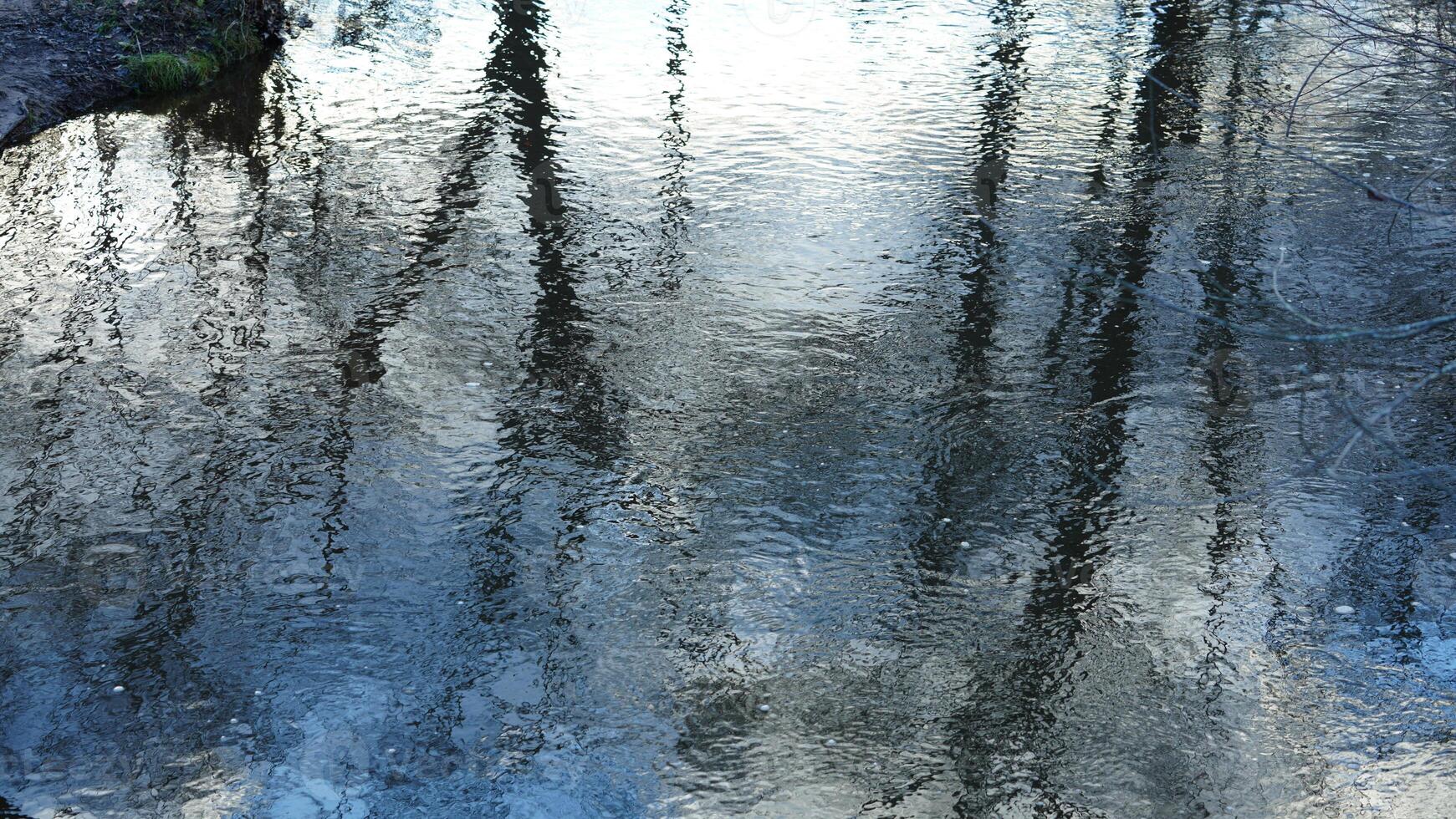 The reflection view from the water pool surface after the raining photo