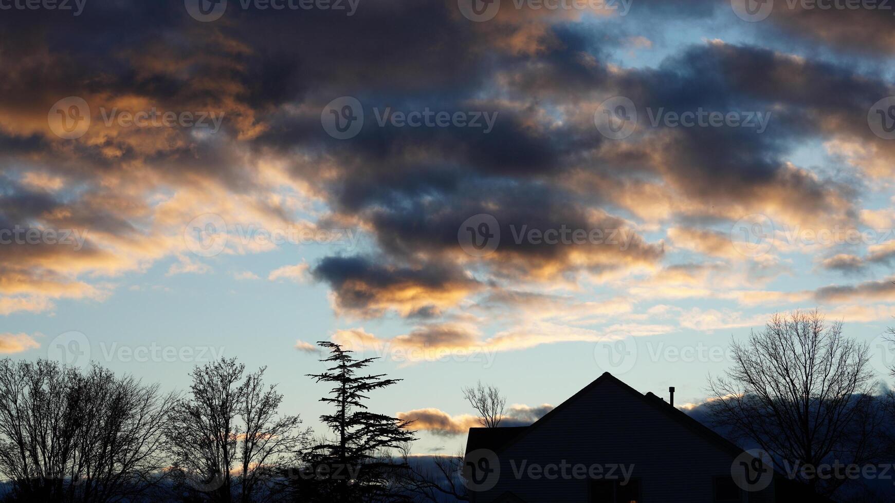 The beautiful sunset sky view with the colorful clouds as background photo
