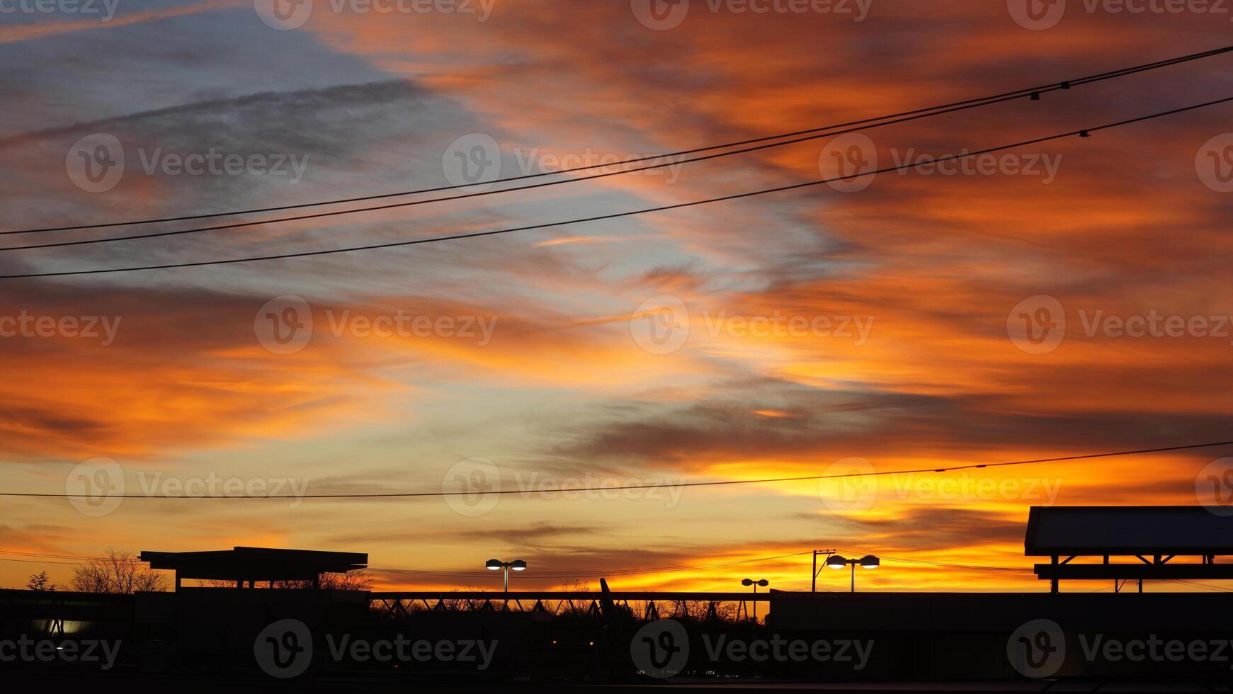 The beautiful sunset sky view with the colorful clouds as background photo