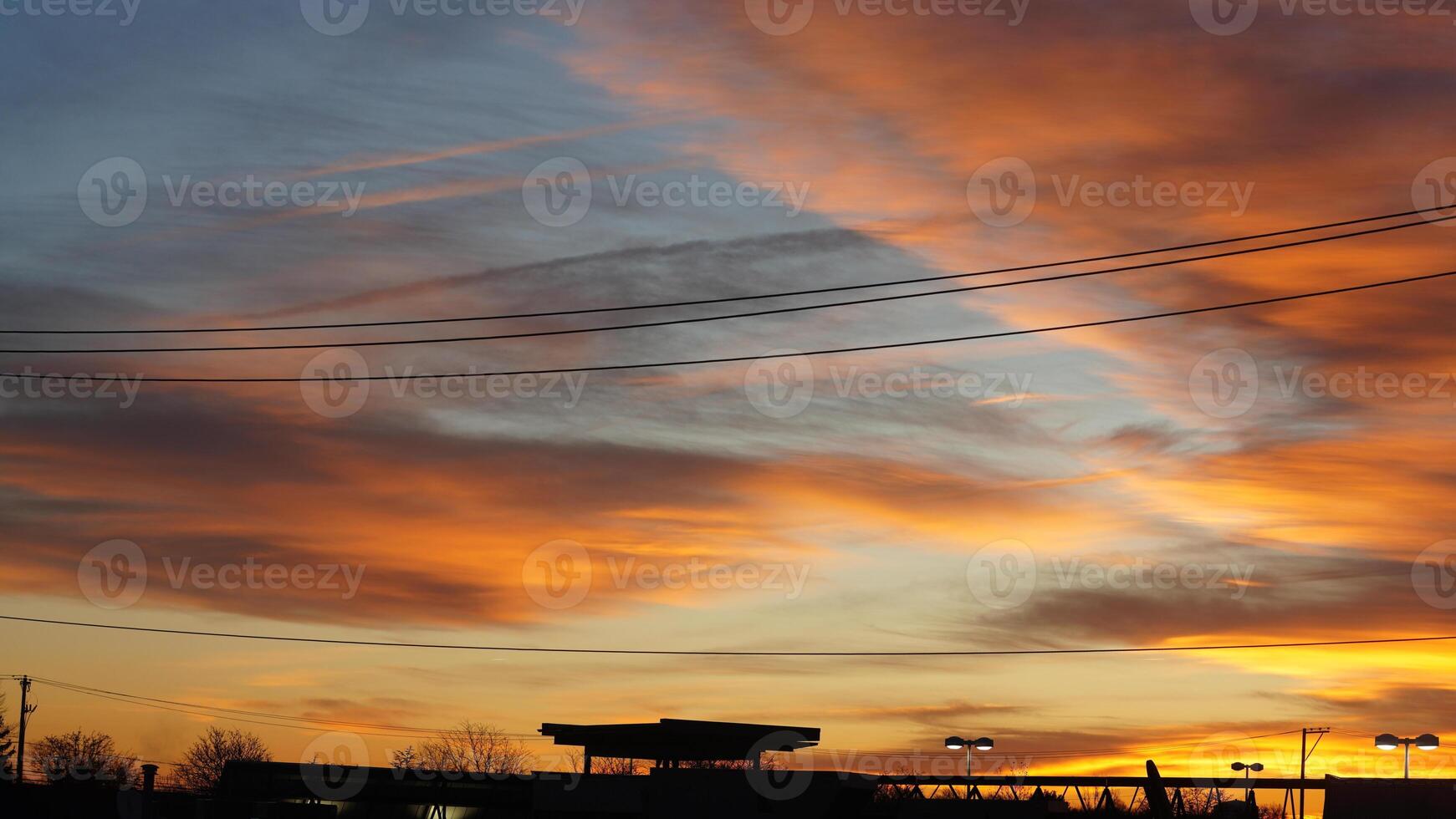 The beautiful sunset sky view with the colorful clouds as background photo