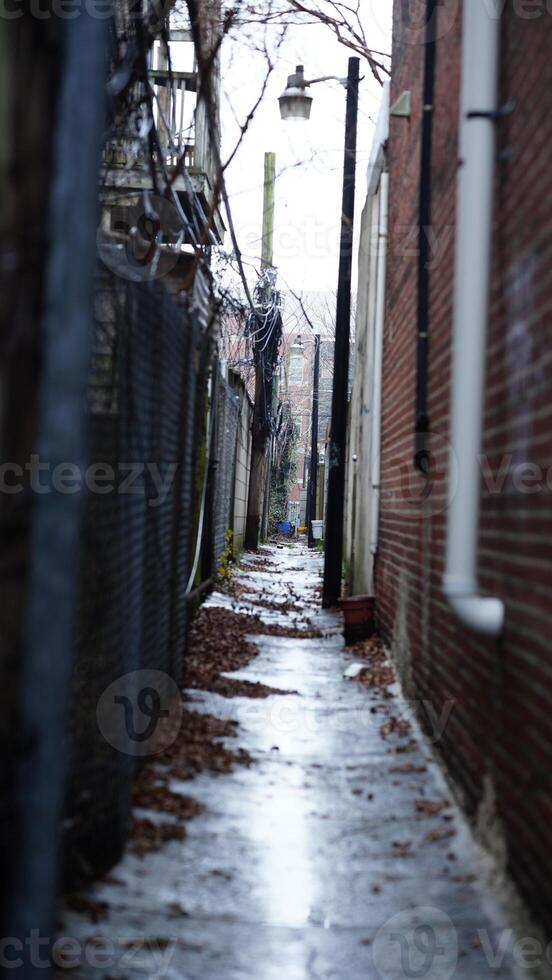 The beautiful Philadelphia city view in the rainy winter day photo