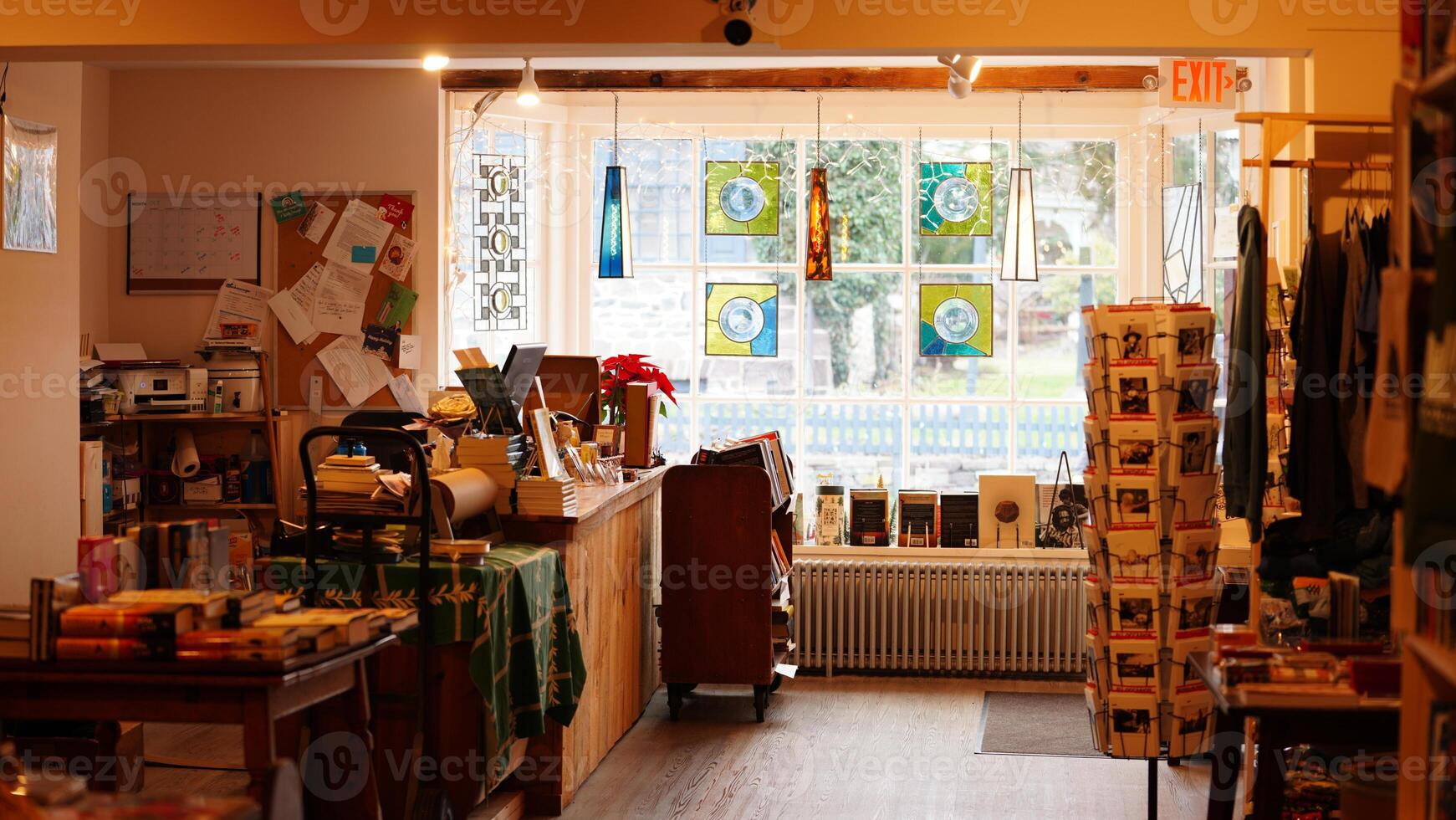 The beautiful store indoor view decorated with the christmas decorations during the christmas holidays photo