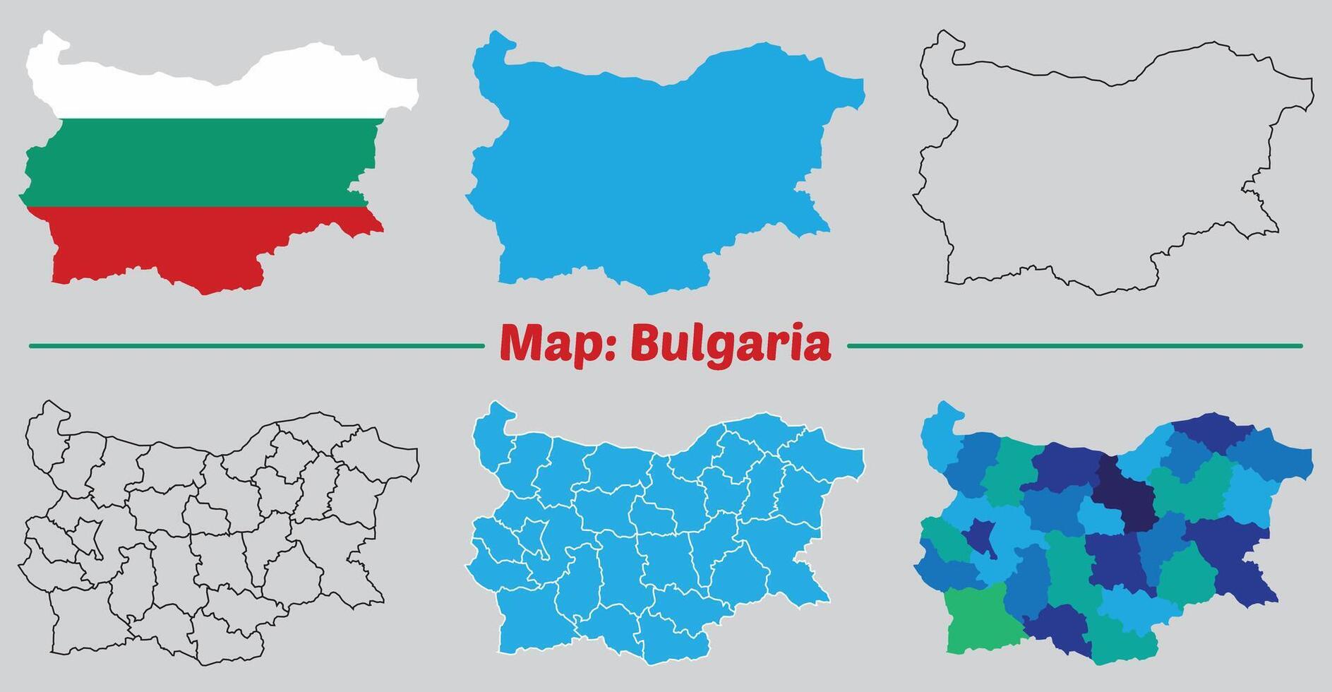 Bulgaria map set. Illustration of Bulgaria map with flag. vector