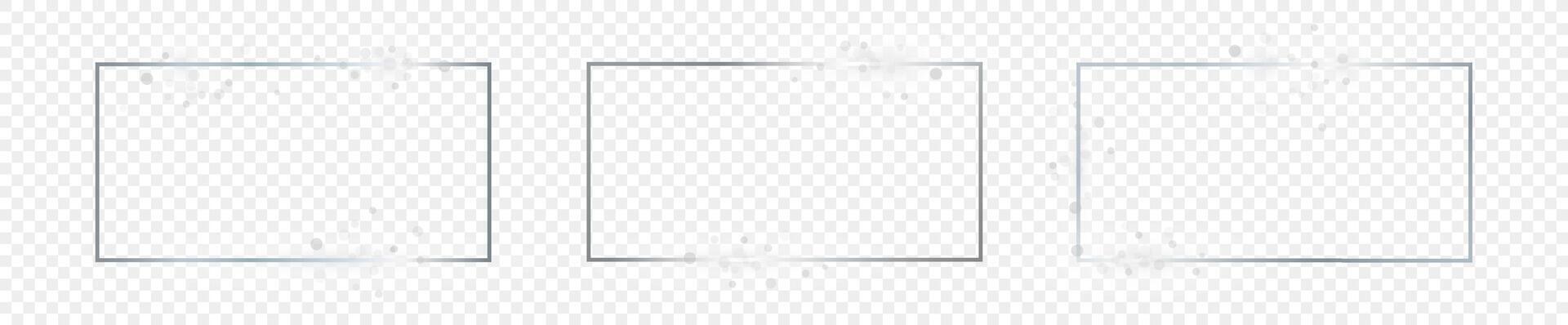 Silver glowing rectangular shape frame vector