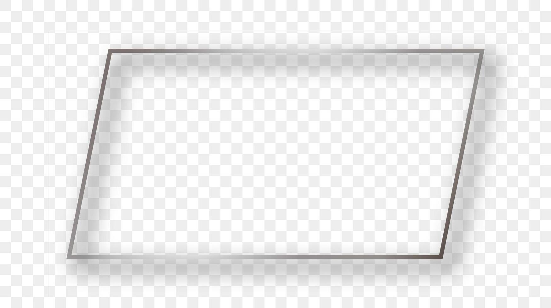 Silver glowing rectangular shape frame with shadow vector