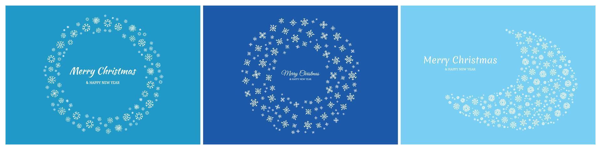 Set of Merry Christmas backgrounds with snowflakes vector